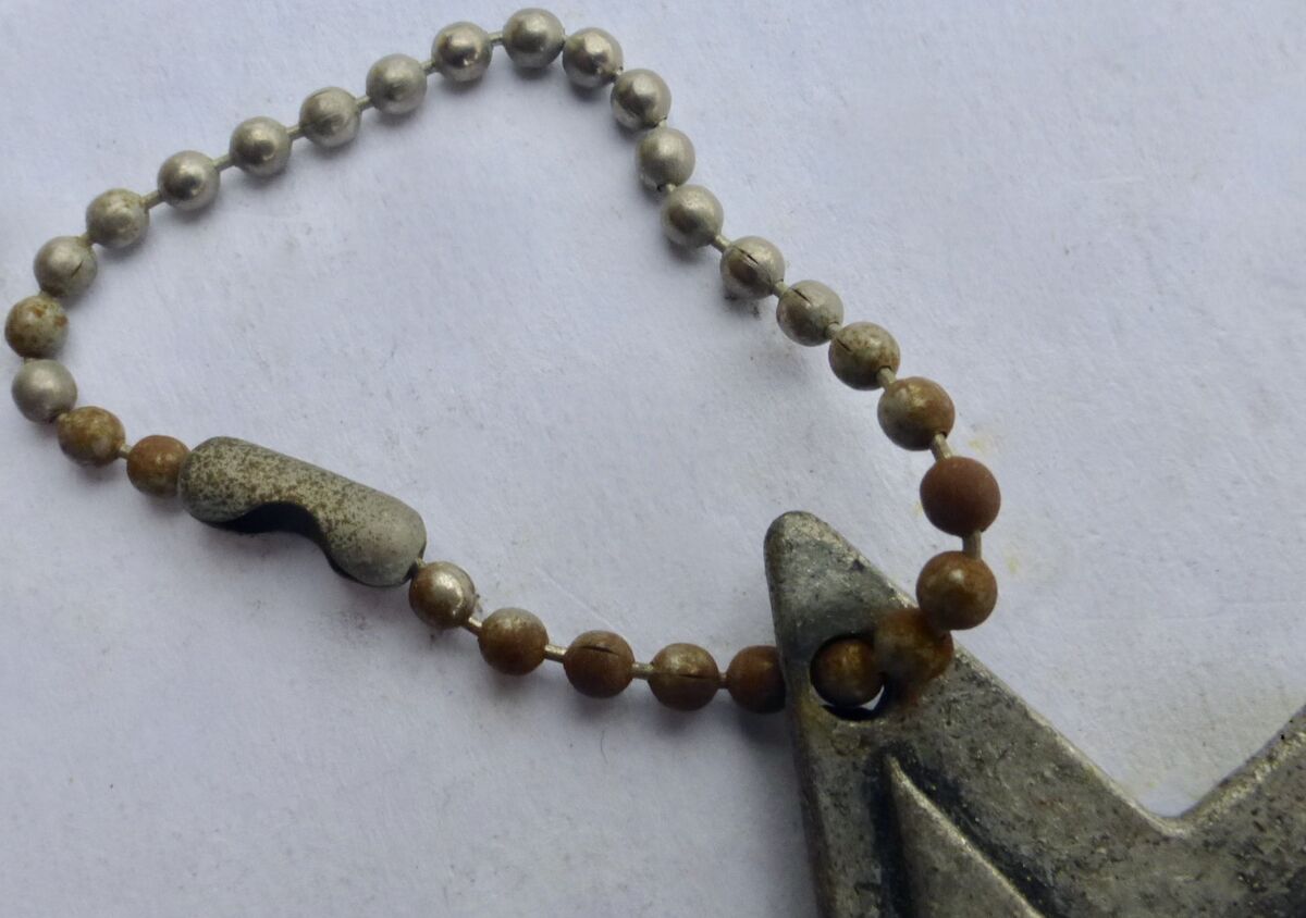 Rare Todd Oldham Key Chain Holder TO2 Crown Logo Signature Design Etched OOAK Antiqued Silver Tone Heavy Metal  Squared Ball Charm Accessory Vintage 90s - product images  of 