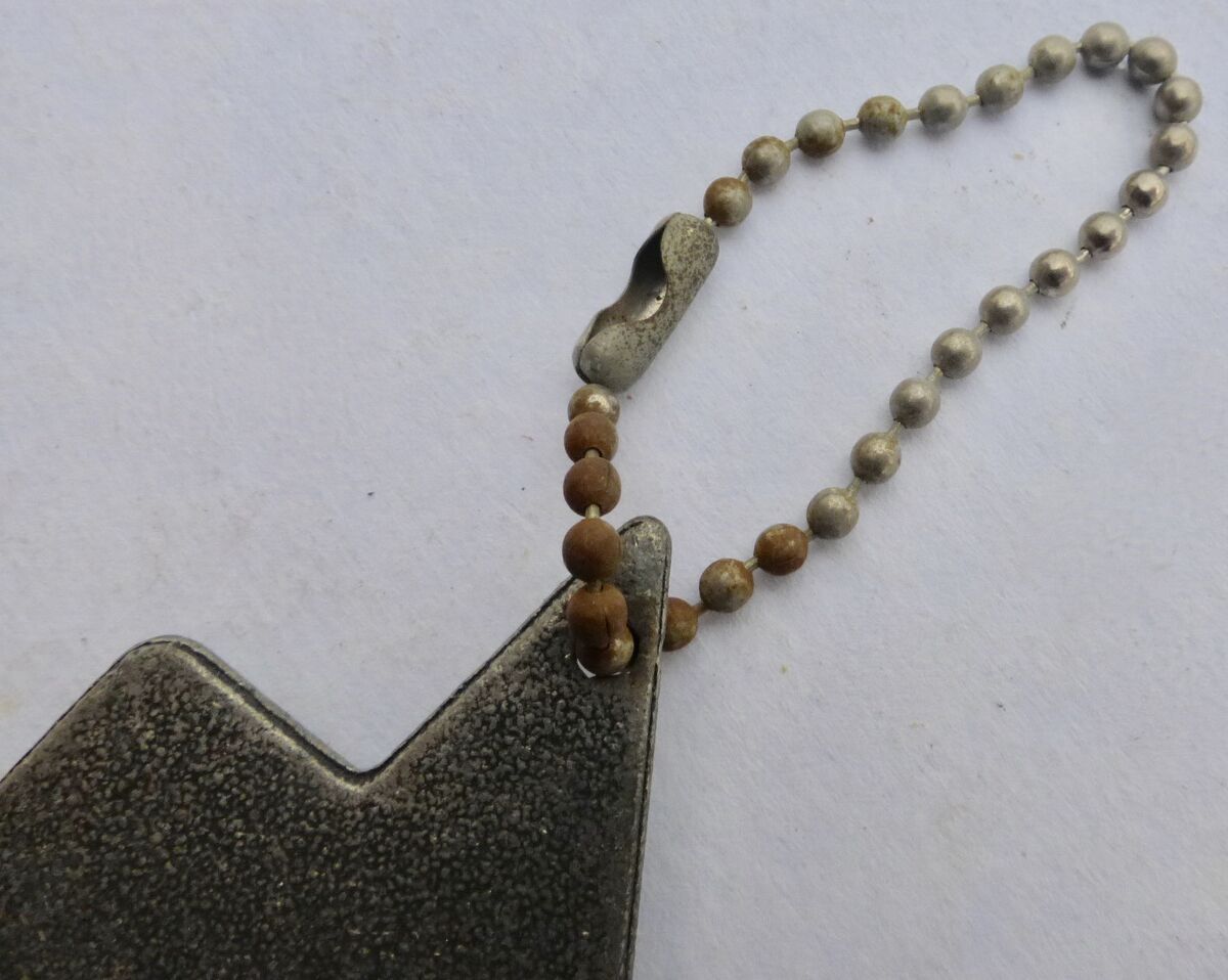 Rare Todd Oldham Key Chain Holder TO2 Crown Logo Signature Design Etched OOAK Antiqued Silver Tone Heavy Metal  Squared Ball Charm Accessory Vintage 90s - product images  of 