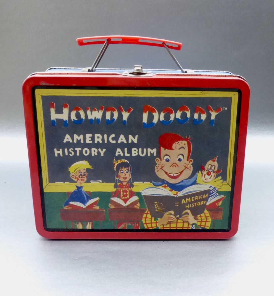 Vintage 90s Howdy Doody Metal Lunch Box Tin Pail Retro Collection Collectible TV Icon Puppet Cartoon Marionette Storage Organizer Container Series #1 - product images  of 