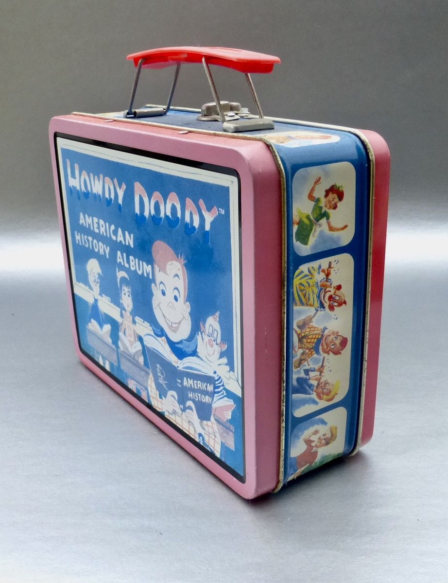 Vintage 90s Howdy Doody Metal Lunch Box Tin Pail Retro Collection Collectible TV Icon Puppet Cartoon Marionette Storage Organizer Container Series #1 - product images  of 