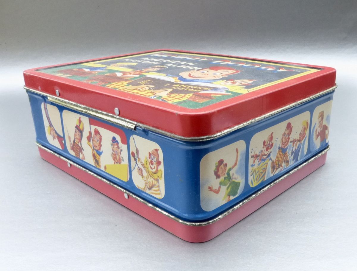 Vintage 90s Howdy Doody Metal Lunch Box Tin Pail Retro Collection Collectible TV Icon Puppet Cartoon Marionette Storage Organizer Container Series #1 - product images  of 