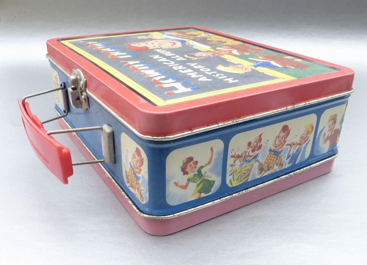 Vintage 90s Howdy Doody Metal Lunch Box Tin Pail Retro Collection Collectible TV Icon Puppet Cartoon Marionette Storage Organizer Container Series #1 - product images  of 