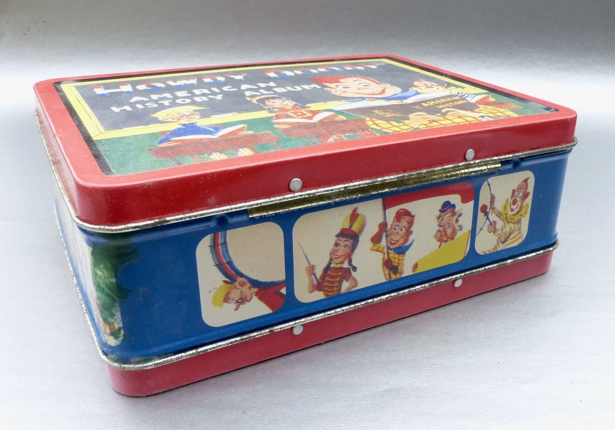 Vintage 90s Howdy Doody Metal Lunch Box Tin Pail Retro Collection Collectible TV Icon Puppet Cartoon Marionette Storage Organizer Container Series #1 - product images  of 