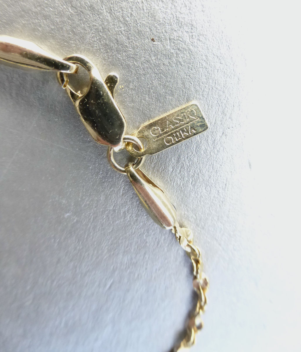 Twisted 2mm Chain Link Bracelet 8.25” Long Length Gold Tone Fancy Costume Jewelry Wrist Stackable Classiq China Brand Villa Collezione Villacollezione - product images  of 