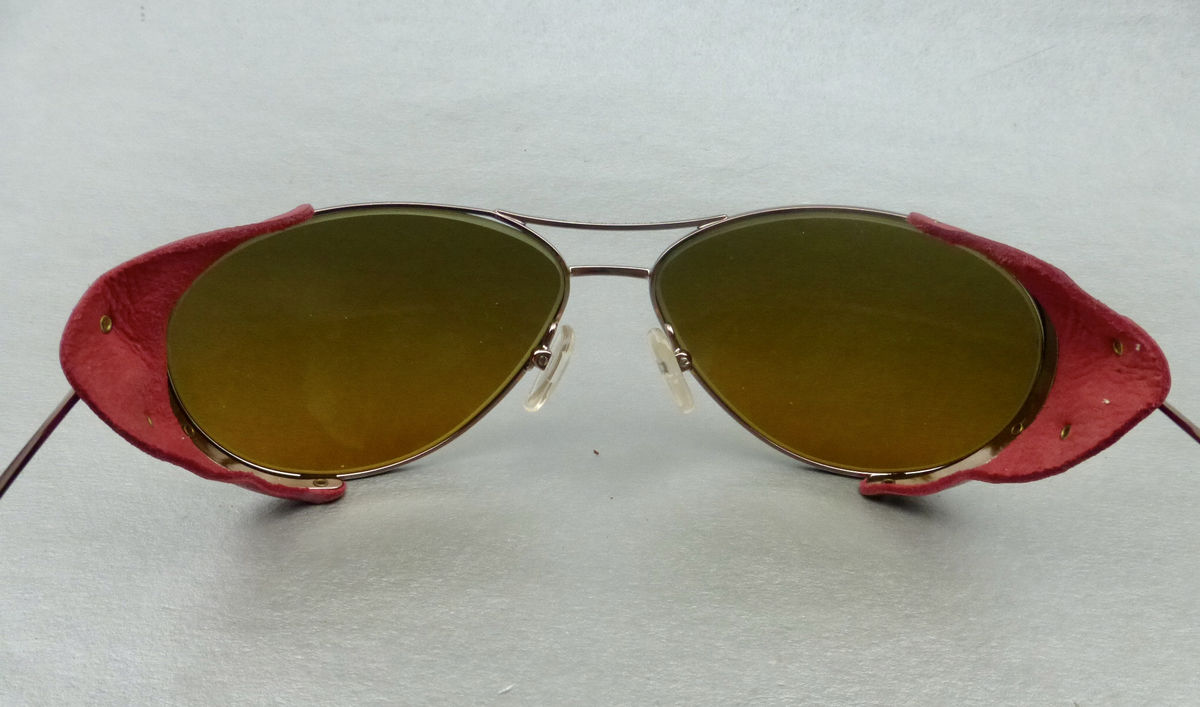 Burberry Pink Leather Aviator Sunglasses Sun / Wind / Side Shield Brown Lens SAFILO Shades Rose Gold Tone Metal Skull Temples Spatula Tips Rim Glasses Eyewear Windguard Winged Eyeglasses Frame Eyewear Italian Designer Punk Steampunk Sporty Villa Collezion - product images  of 