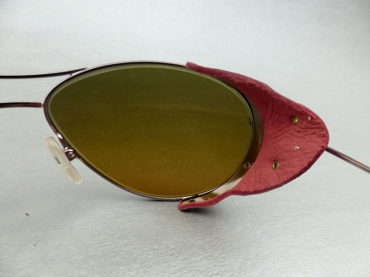 Burberry Pink Leather Aviator Sunglasses Sun / Wind / Side Shield Brown Lens SAFILO Shades Rose Gold Tone Metal Skull Temples Spatula Tips Rim Glasses Eyewear Windguard Winged Eyeglasses Frame Eyewear Italian Designer Punk Steampunk Sporty Villa Collezion - product images  of 