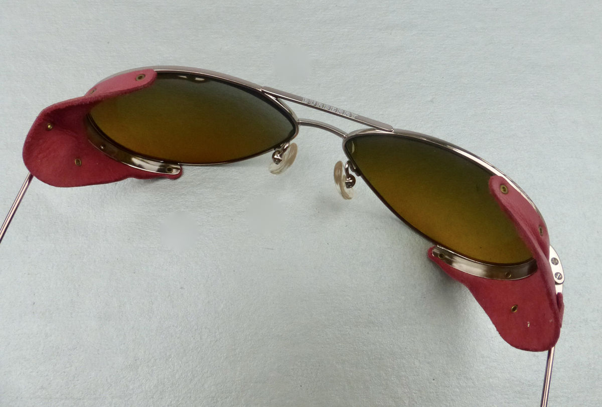 Burberry Pink Leather Aviator Sunglasses Sun / Wind / Side Shield Brown Lens SAFILO Shades Rose Gold Tone Metal Skull Temples Spatula Tips Rim Glasses Eyewear Windguard Winged Eyeglasses Frame Eyewear Italian Designer Punk Steampunk Sporty Villa Collezion - product images  of 