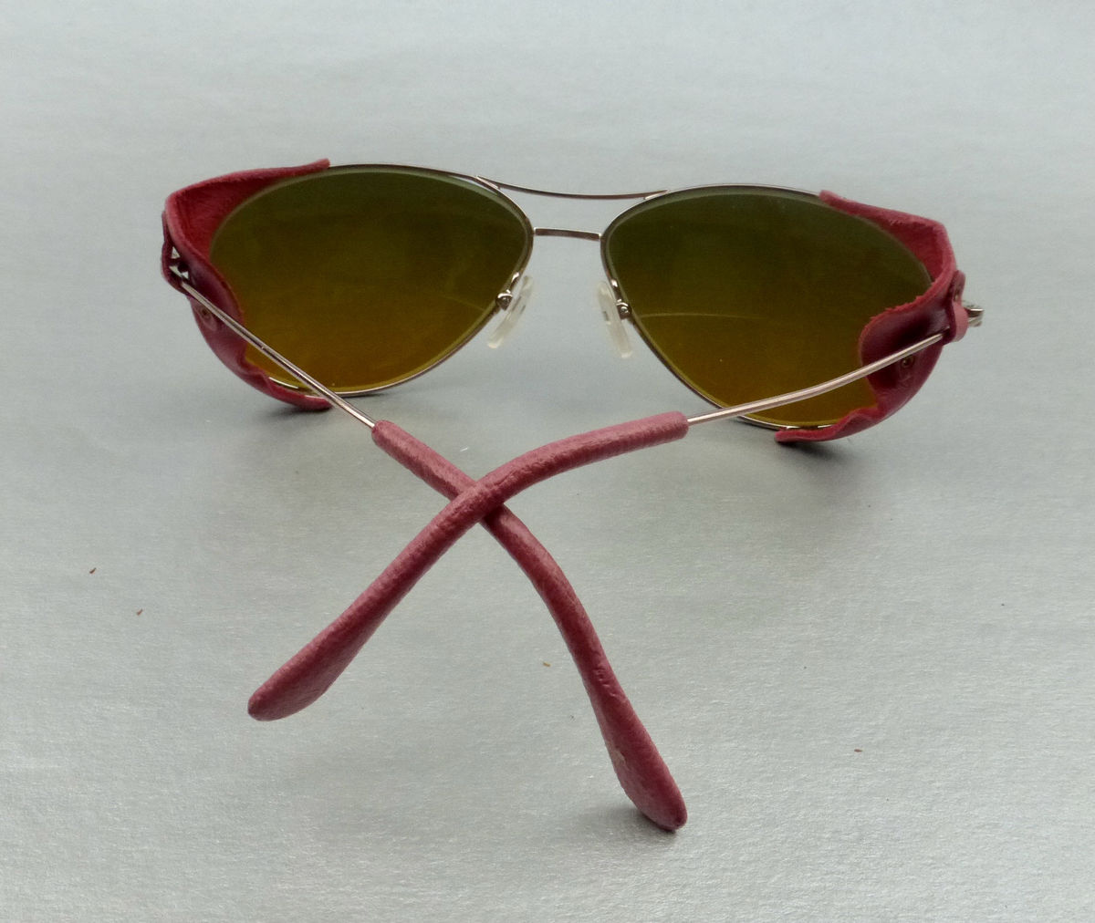 Burberry Pink Leather Aviator Sunglasses Sun / Wind / Side Shield Brown Lens SAFILO Shades Rose Gold Tone Metal Skull Temples Spatula Tips Rim Glasses Eyewear Windguard Winged Eyeglasses Frame Eyewear Italian Designer Punk Steampunk Sporty Villa Collezion - product images  of 