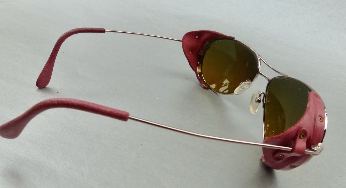 Burberry Pink Leather Aviator Sunglasses Sun / Wind / Side Shield Brown Lens SAFILO Shades Rose Gold Tone Metal Skull Temples Spatula Tips Rim Glasses Eyewear Windguard Winged Eyeglasses Frame Eyewear Italian Designer Punk Steampunk Sporty Villa Collezion - product images  of 