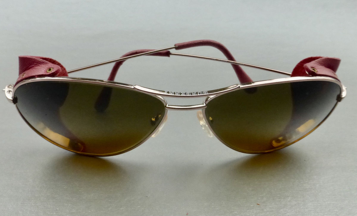 Burberry Pink Leather Aviator Sunglasses Sun / Wind / Side Shield Brown Lens SAFILO Shades Rose Gold Tone Metal Skull Temples Spatula Tips Rim Glasses Eyewear Windguard Winged Eyeglasses Frame Eyewear Italian Designer Punk Steampunk Sporty Villa Collezion - product images  of 