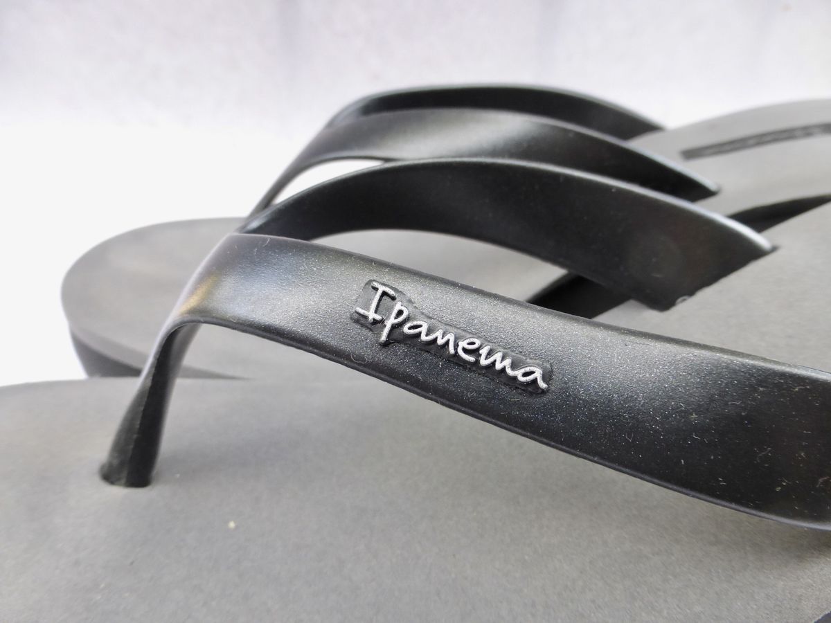 Ipanema Wedge Flip Flops Black Gray Sandals Size UK 6 US 8 EU 39  Lipstick III Thong High Heels Summer Rubber Platform Brazil Brazilian Villa Collezione Villacollezione 81706 41088 7909171430872 964153 - product images  of 