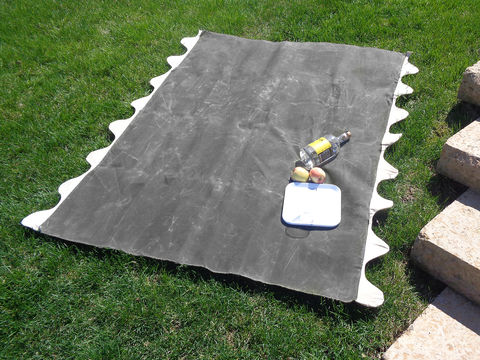 Wave,Picnic,and,Beach,Blanket,,Charcoal,Waxed,Canvas,waxed_canvas, waxed_cotton, picnic_blanket, beach_blanket, picnic, beach, blanket, farmers_market, leather_straps, wave, gray, charcoal