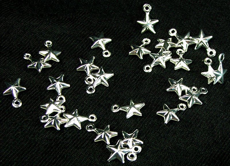 6mm star charms 25 pieces silver stars celestial themed jewelry making