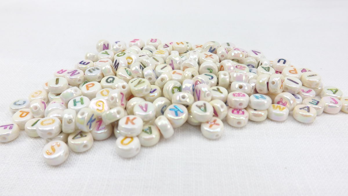 Coin Letter Beads With A b Finish 600 Pieces Flat Round Alphabet Beads 
