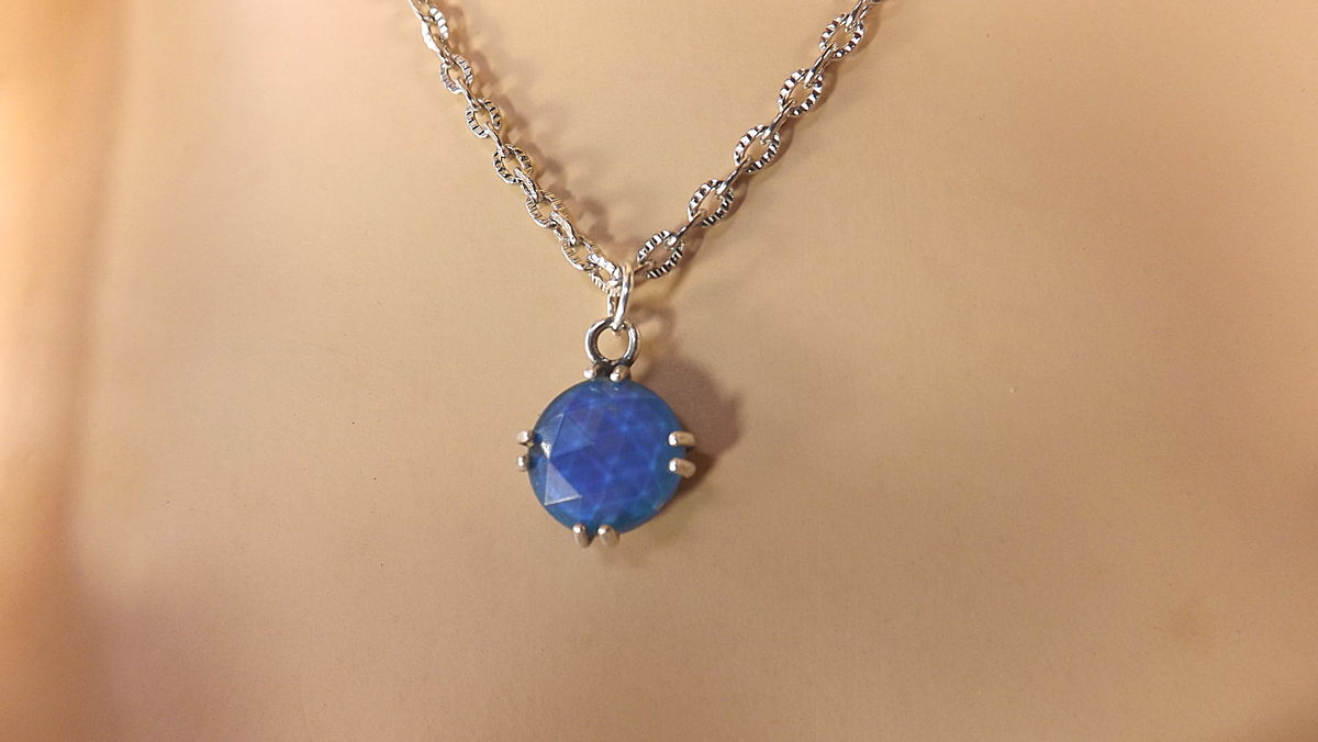 Faceted round mood necklace round mood ring pendant fancy chain color