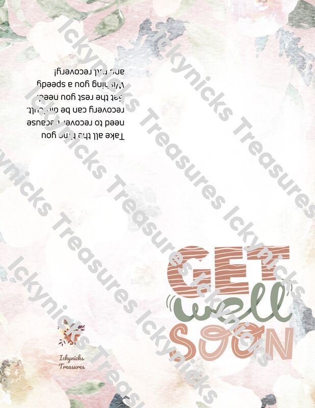 Get Well Card Template Get Well Soon Unisex Men or Women Greetings Instant Download Economical Printable in Full Color or B&amp;W DIY 1028 - product images  of 