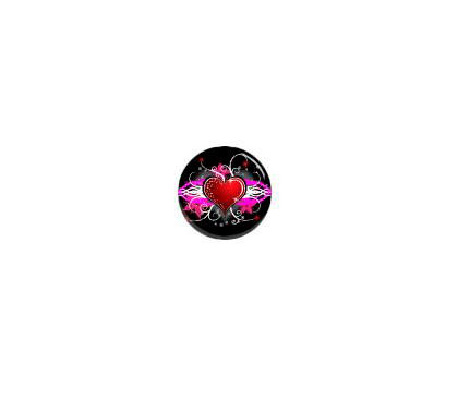 Pink red heart with design pinback button - product images  of 