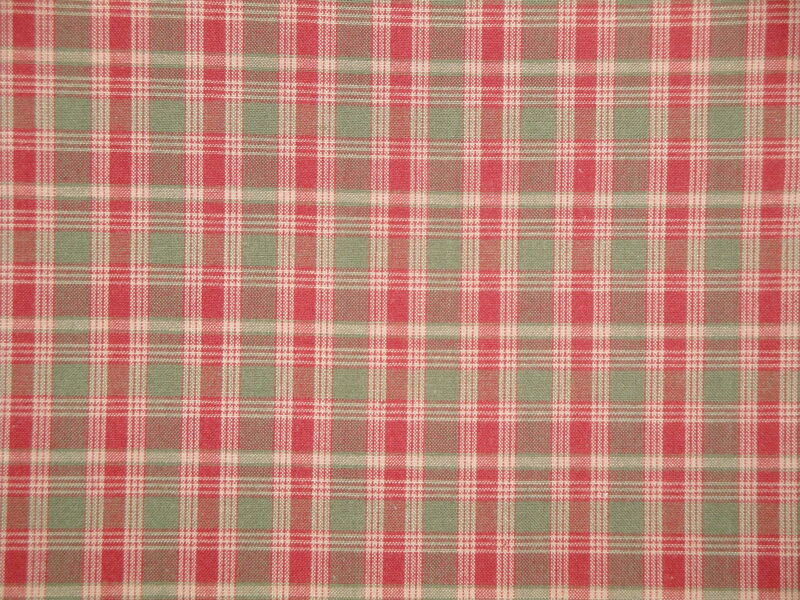 Olive Green Red Holiday Plaid Woven Cotton Homespun Fabric - product image  