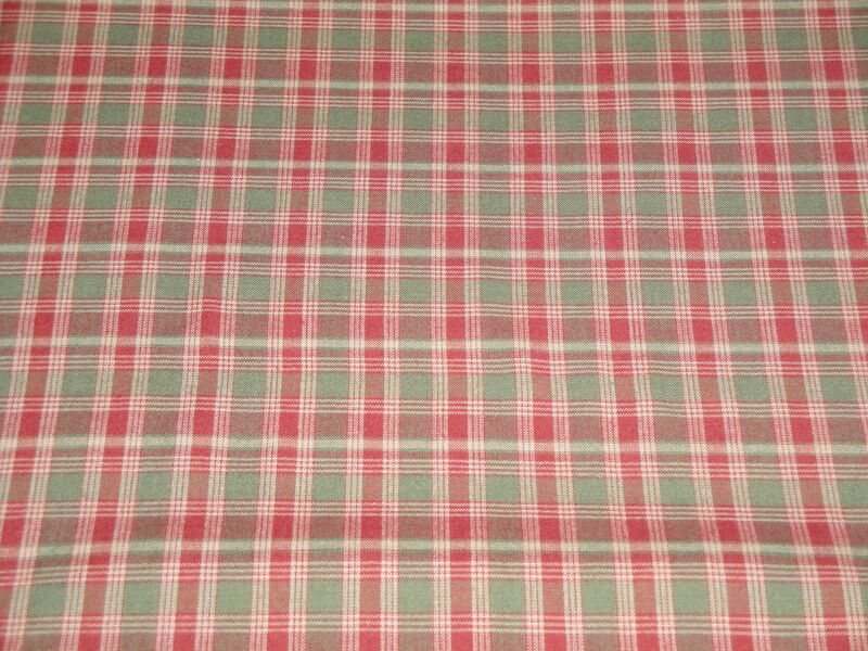 Olive Green Red Holiday Plaid Woven Cotton Homespun Fabric - product image  