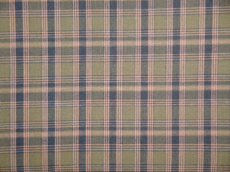 Navy Blue Olive Green Plaid Woven Cotton Homespun Fabric - product image  