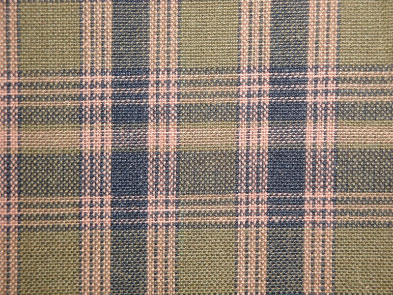 Navy Blue Olive Green Plaid Woven Cotton Homespun Fabric - product image  