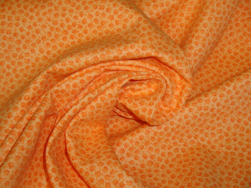 Orange Petals Floral Reproduction Calico Cotton Sewing Fabric - product image  