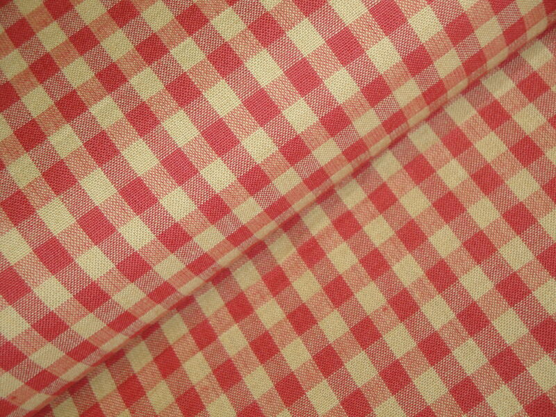Dunroven House Faded Red And Wheat Woven Cotton Large Check Homespun Fabric  - product image  