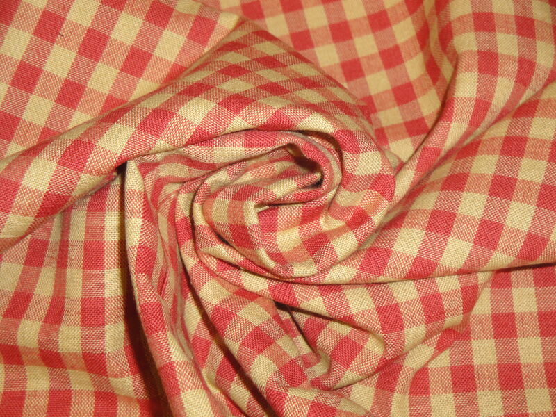 Dunroven House Faded Red And Wheat Woven Cotton Large Check Homespun Fabric  - product image  