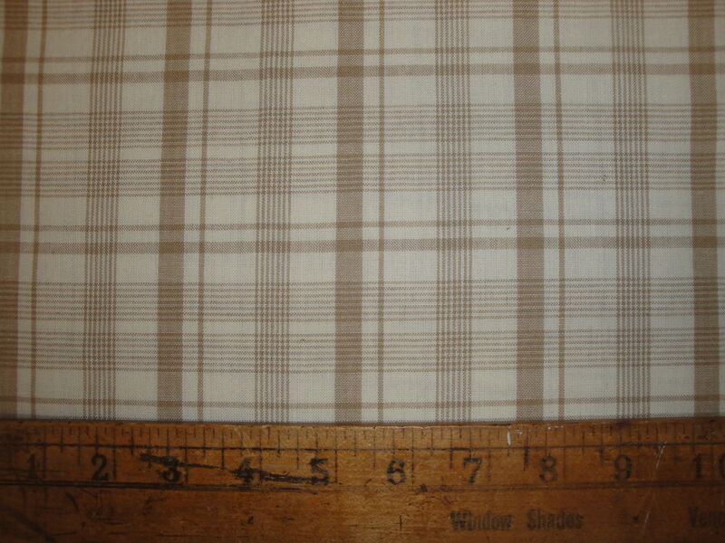 Cream And Beige Large Bentley Plaid Cotton Homespun Fabric  - product image  