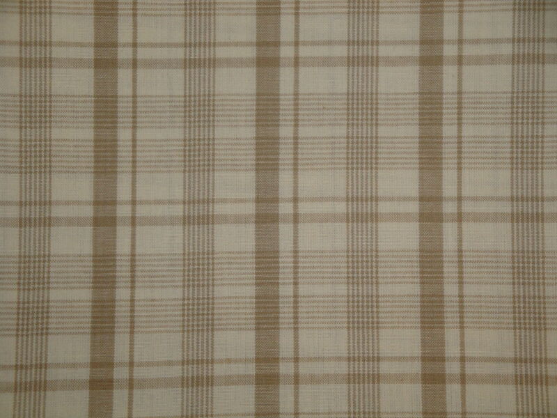 Cream And Beige Large Bentley Plaid Cotton Homespun Fabric  - product image  