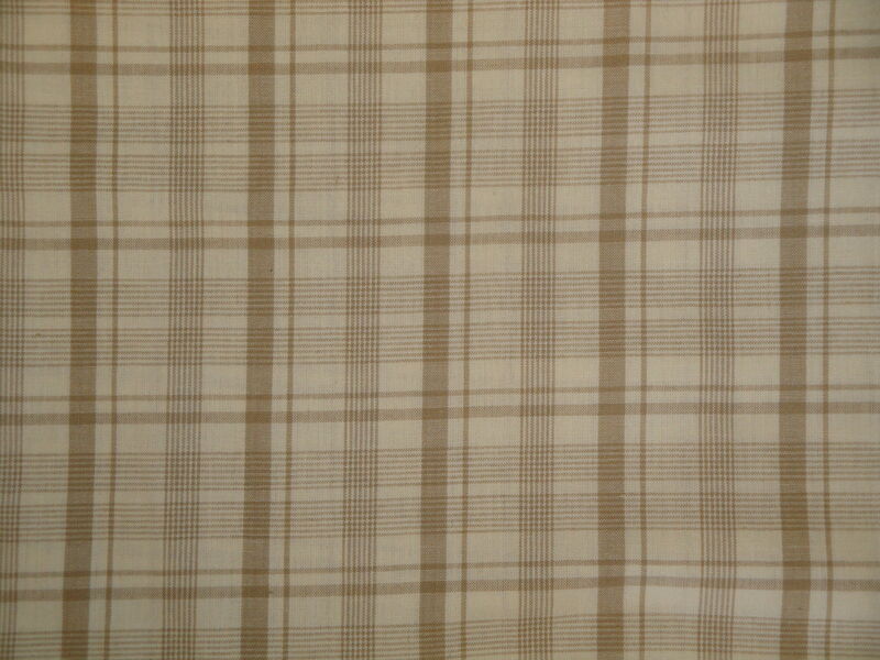 Cream And Beige Large Bentley Plaid Cotton Homespun Fabric  - product image  