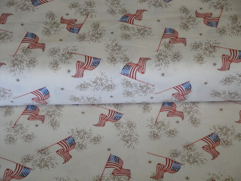 Americana Flag Stars Fireworks Cotton Fabric - product image  