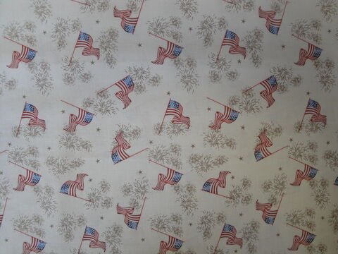 Americana,Flag,Stars,Fireworks,Cotton,Fabric,american flag, americana fabric. primitive flag