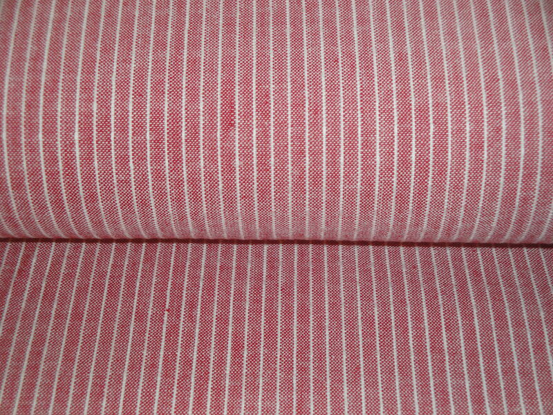 Providence Red And White Stripe Woven Cotton Homespun Fabric - product image  
