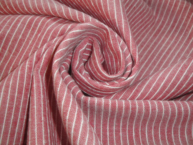 Providence Red And White Stripe Woven Cotton Homespun Fabric - product image  