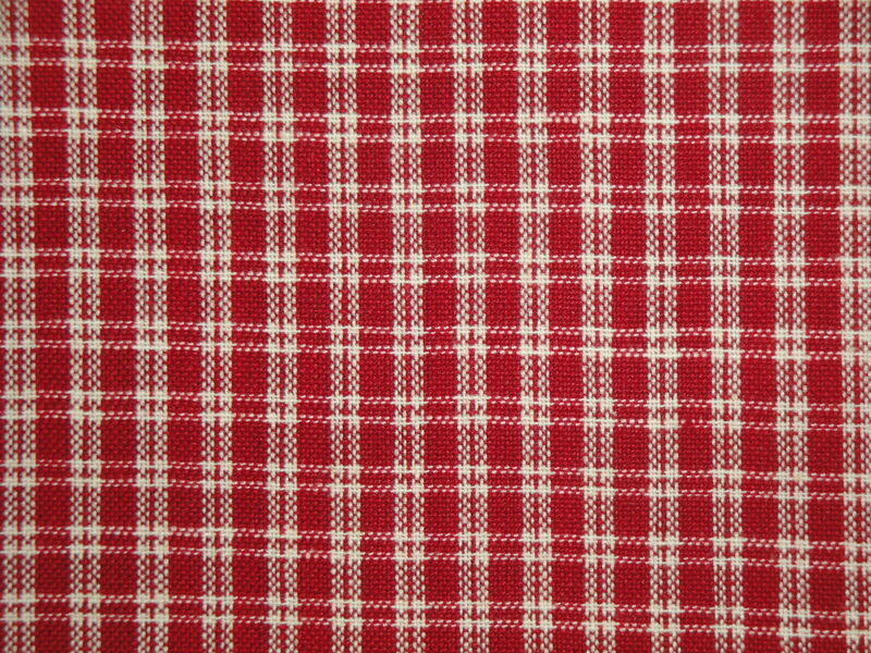 Red And Cream Woven Cotton Small Plaid Homespun Fabric  - product image  