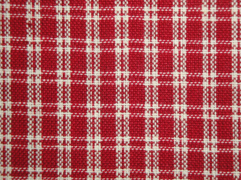 Red And Cream Woven Cotton Small Plaid Homespun Fabric  - product image  