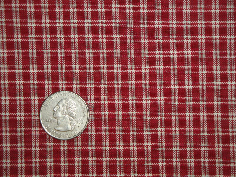 Red And Cream Woven Cotton Small Plaid Homespun Fabric  - product image  