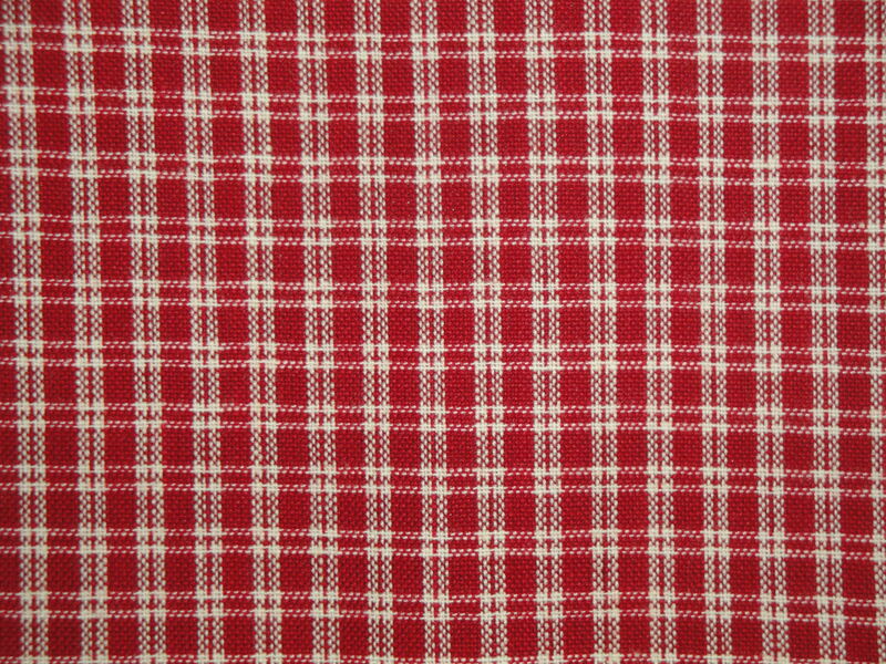 Red And Cream Woven Cotton Small Plaid Homespun Fabric  - product image  