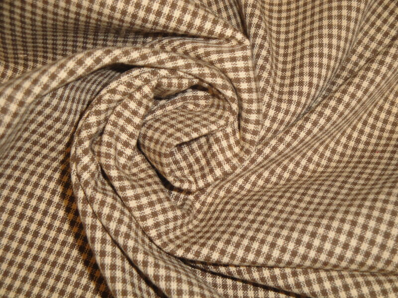 Diamond Textiles Faded Memories Small Brown Check Woven Cotton Homespun Fabric  - product image  