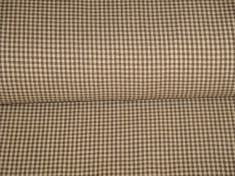 Diamond Textiles Faded Memories Small Brown Check Woven Cotton Homespun Fabric  - product image  