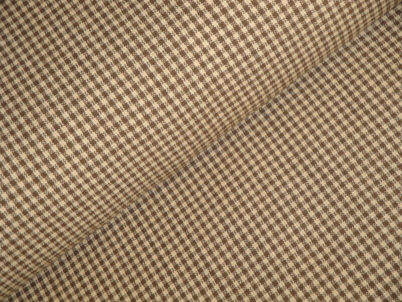 Diamond Textiles Faded Memories Small Brown Check Woven Cotton Homespun Fabric  - product image  