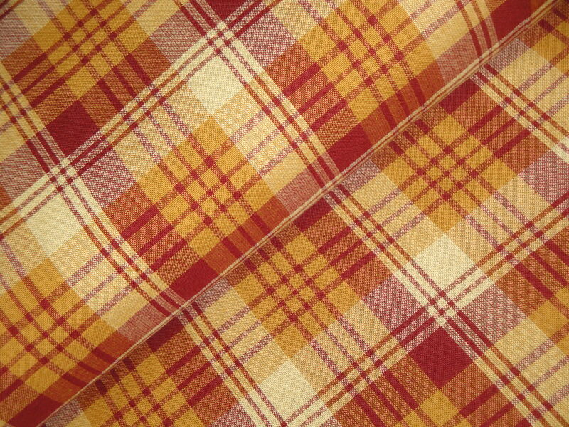 Dijon Red Tri Plaid Cotton Homespun Fabric  - product image  