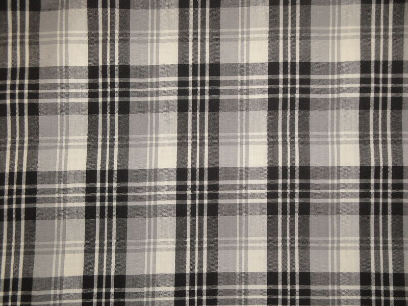 Black Grey Tri Plaid Cotton Homespun Fabric  - product image  