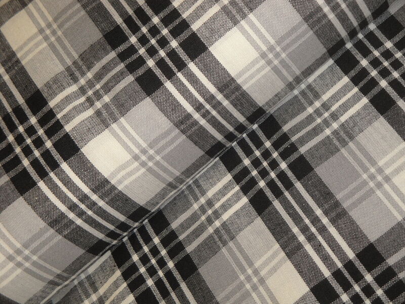 Black Grey Tri Plaid Cotton Homespun Fabric  - product image  