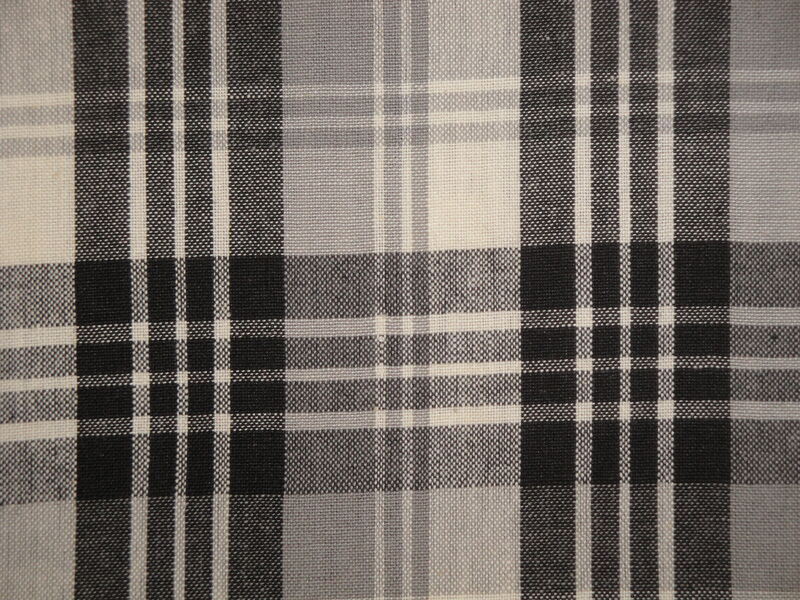 Black Grey Tri Plaid Cotton Homespun Fabric  - product image  