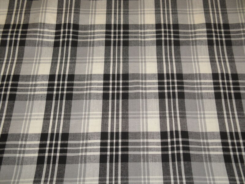 Black Grey Tri Plaid Cotton Homespun Fabric  - product image  
