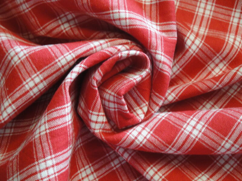 Providence Red White Plaid Cotton Homespun Fabric  - product image  