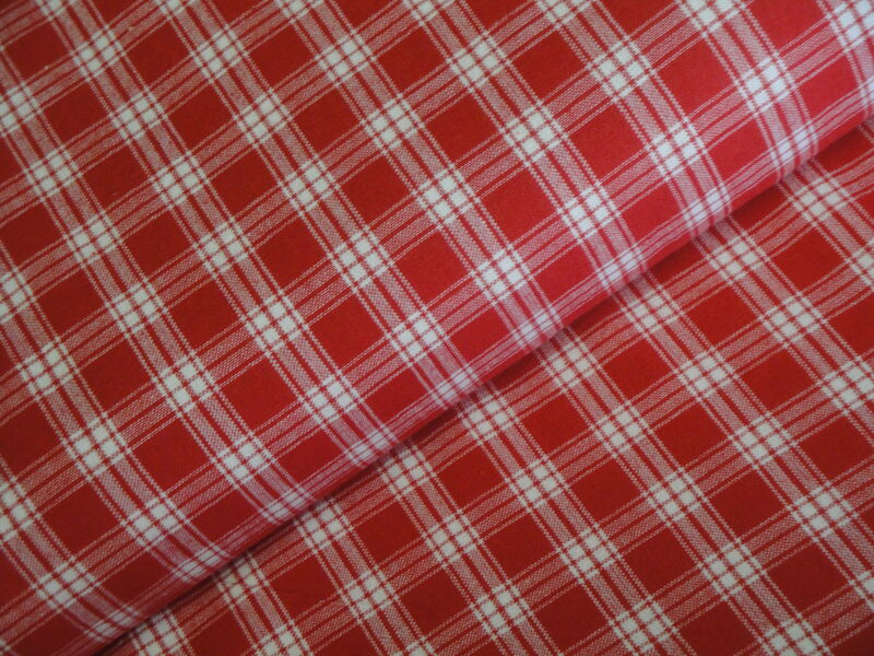 Providence Red White Plaid Cotton Homespun Fabric  - product image  