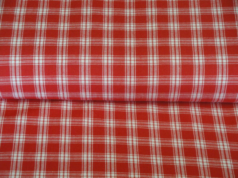Providence Red White Plaid Cotton Homespun Fabric  - product image  